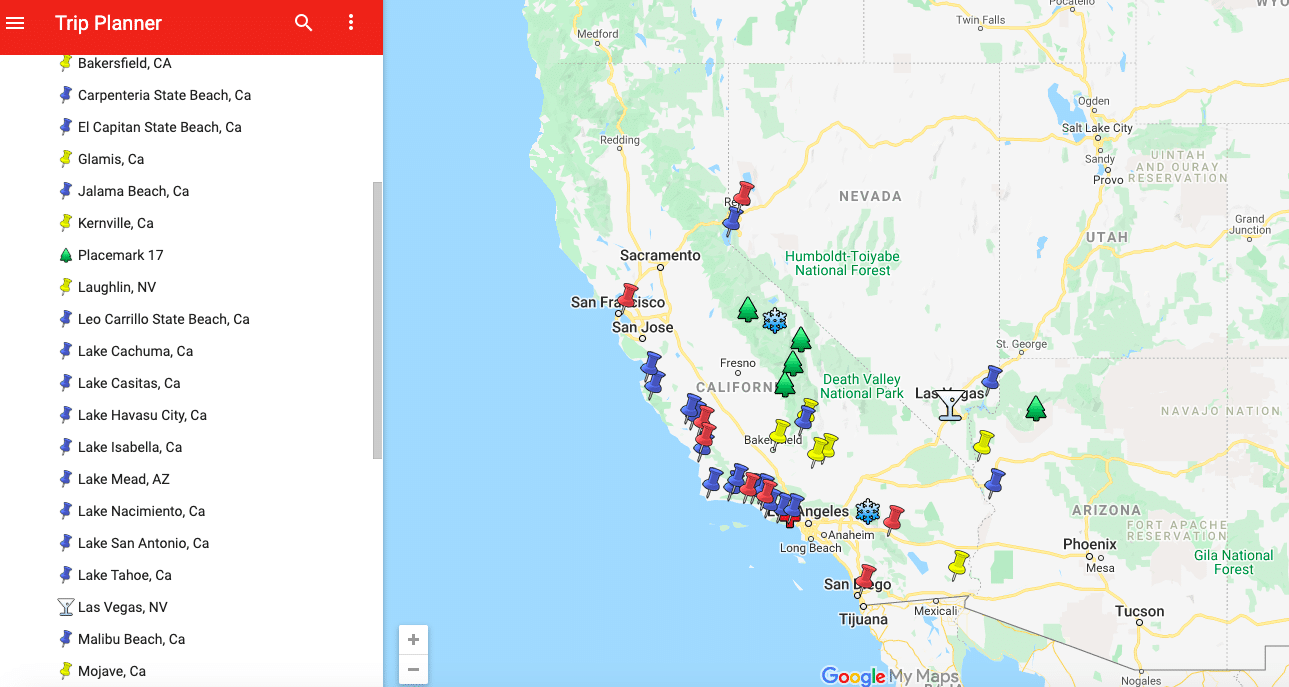 trip planning Google maps